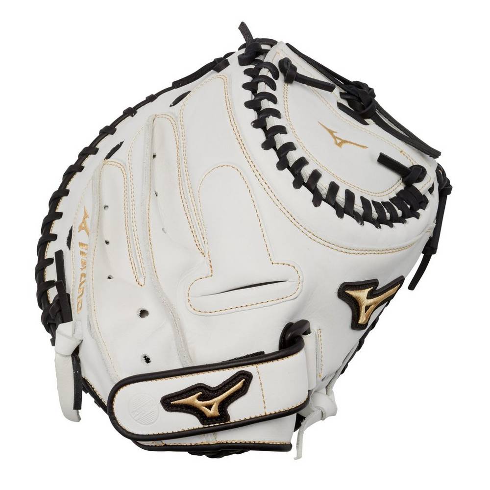 Mizuno Women's MVP Prime Fastpitch Softball Catcher’s Mitt 34" White/Black (312790-UQW)